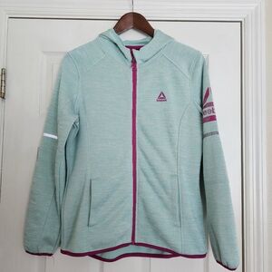 Reebok Hooded Zip Up Jacket Size M Green Blue Activewear